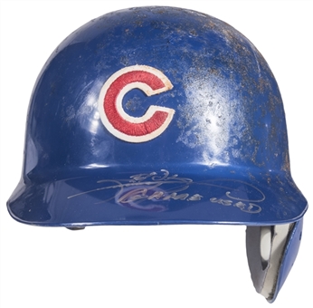 1999 Sammy Sosa Game Used & Signed Chicago Cubs Batting Helmet (MEARS & PSA/DNA)